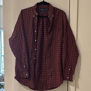 Ralph Lauren Men's Burgundy Checkered Shirt